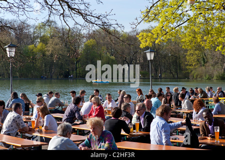 Bier Garten Seehaus (Seehaus), englischer Garten, Munich, Bavaria, Germany Stockfoto