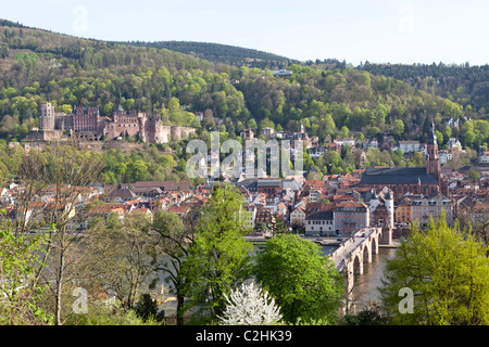 Schloss und alte Brücke, Heidelberg, Baden-Württemberg, Deutschland Stockfoto