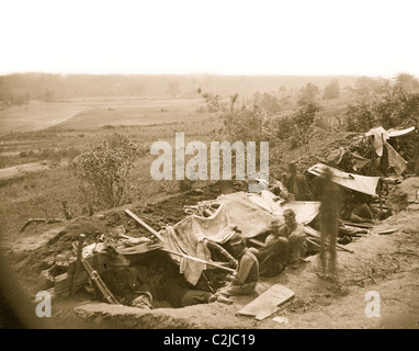 North Anna River, Virginia Bundestruppen besetzen Linie der Breastworks am Nordufer Stockfoto