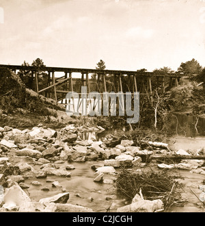 Trestle Bridge auf Südseite der Eisenbahn, in der Nähe von Petersburg, Virginia, April 1865 Stockfoto