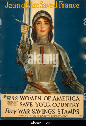 Joan of Arc gespeichert speichern Ihres Landes--kaufen Krieg Einsparungen Briefmarken Frankreich--Frauen of America Stockfoto