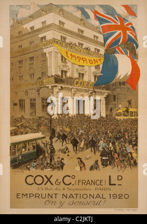 Cox & Co. Frankreich LD die 1920 nationalen Darlehen. Abonnieren. Stockfoto