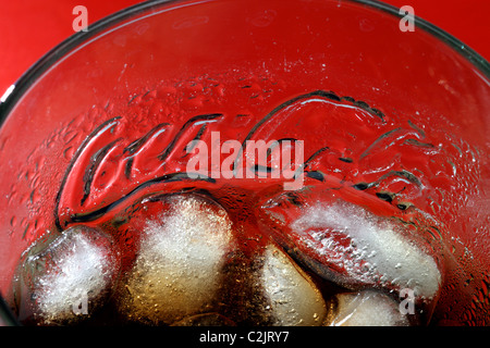 Coca Cola Glas Eisgetränk Stockfoto