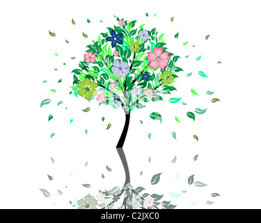 Schönen Sommer-Baum mit Blüten Blumen. Vektor-Illustration. Stockfoto