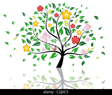 Schönen Sommer-Baum mit Blüten Blumen. Vektor-Illustration. Stockfoto