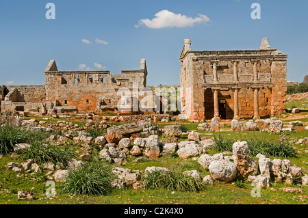 Serjilla, Syrien, Tote Stadt, enthält etwa, 700 Seiten, Jebel Riha, in der Nähe von Hama und Aleppo, 473 n. Chr., römisch, byzantinisch, Hayat Tahrir al-Sham, 5. Jahrhundert, Stockfoto