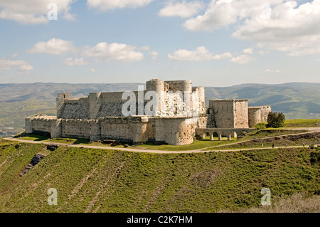 Krak des Chevaliers in Syrien Crac mittelalterliche Burg der Ritter oder Quala'at al-Hosn Kreuzfahrer in der Nähe von Homs Stockfoto