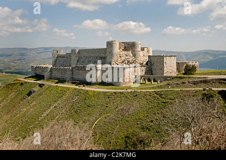 Krak des Chevaliers in Syrien Crac mittelalterliche Burg der Ritter oder Quala'at al-Hosn Kreuzfahrer in der Nähe von Homs Stockfoto