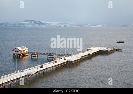 Murmelt Pier und Rettungsboot Haus, Mumbles, Swansea, Wales Stockfoto