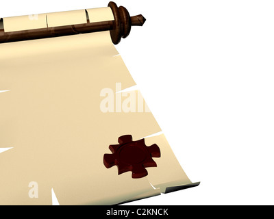 Puzzle-Schriftrolle. 3D Stockfoto