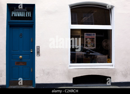 Büros der Privatdetektiv Magazin. Soho, London Stockfoto