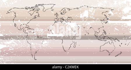 Grobe alte Weltkarte Stockfoto