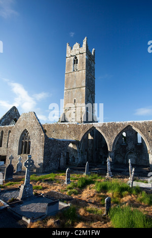 Die Ruinen des Kloster Claregalway, stammt aus dem Jahr 1252, County Galway, Irland. Stockfoto