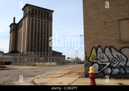 Verlassenen Bahnhof in der Nähe von Michigan Avenue Westside Detroit Michigan USA 2011 Stockfoto