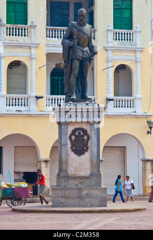 Statue des Stadtgründers, Pedro de Heredia in Cartagena, Kolumbien Stockfoto