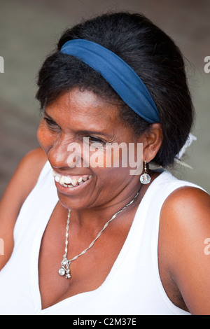 Kolumbianische Frau, Getsamani, Altstadt, Cartagena, Kolumbien Stockfoto