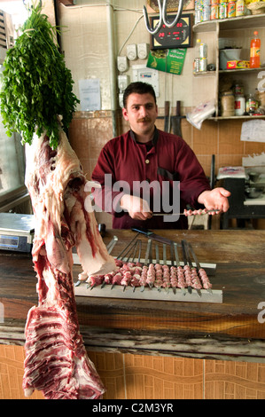 Hama Syrien Basar-Markt-Metzger-Grill-restaurant Stockfoto