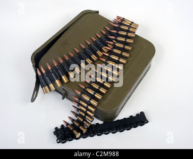 Russische Maschinengewehr Gürtel mit Munition Zinn Stockfoto