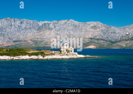 Der Leuchtturm von Sucuraj in der Insel Hvar (Kroatien). Stockfoto