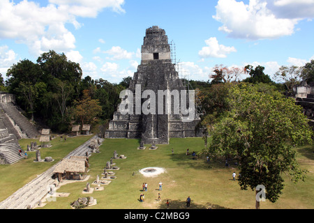 Tempel I - GRAND PLAZA TIKAL GUATEMALA 23. Februar 2011 Stockfoto