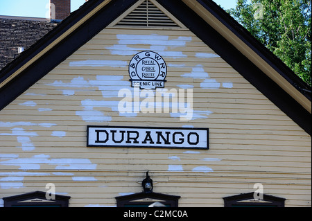 Der Durango and Silverton Narrow Gauge Railroad Depot befindet sich in Durango, Colorado, USA. Stockfoto