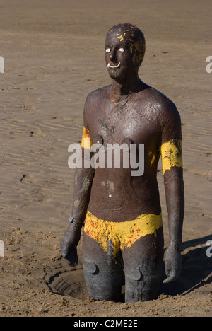 Einer der Männer 100 Eisen am Crosby Strand als Bestandteil Gormleyss woanders, Liverpool, Merseyside, England Stockfoto