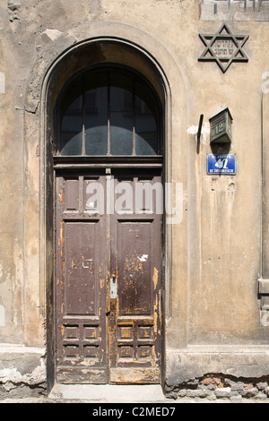 Ein altes jüdisches Haus zeigt den hebräischen Davidstern in Kazimierz, Krakau, Polen, Osteuropa Stockfoto