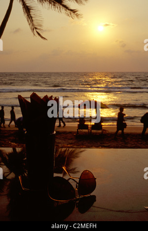 Sundowner. Kovalam ist ein Badeort am Arabischen Meer in Kerala Stockfoto