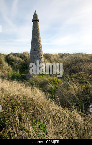 Pierre Aux Ratten Obelisk im nördlichen Teil der Insel Herm, Kanalinseln, große Britai Stockfoto