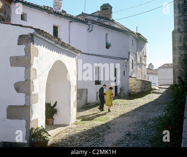 Extremadura, Caceres, Gasse in der Altstadt von jüdischen San Antonio. Stockfoto