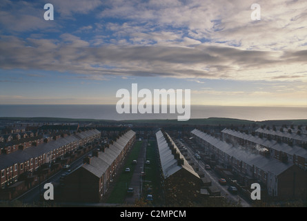 Easington - Durham Bergarbeiterdorf. -Ziegel Reihenhaus wohnen. Stockfoto