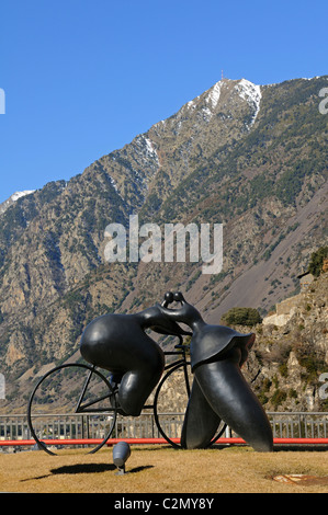 Skulptur "Gewinner Kuss", Escaldes-Engordany, Andorra La Vella, Fürstentum Andorra Stockfoto