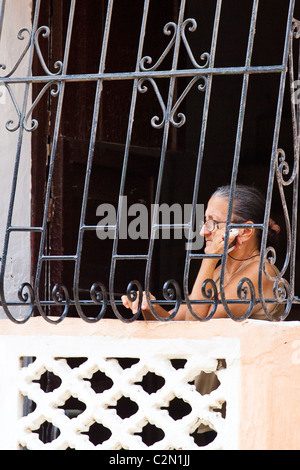 Kolumbianische Seniorin, Getsamani, Altstadt, Cartagena, Kolumbien Stockfoto