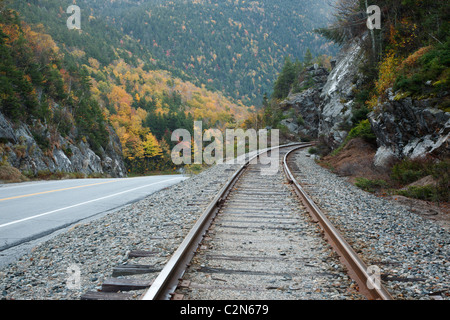 Crawford Notch State Park - alte Maine Central Railroad in den White Mountains, New Hampshire, USA. Stockfoto