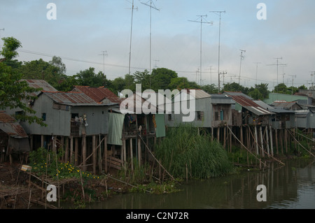 Fischerdorf, Chau Doc, Vietnam Stockfoto