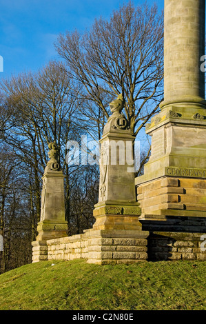 Basis des 7th Earl's Monument (Carlisle Memorial Column) im Winter Castle Howard Estate in der Nähe von Malton North Yorkshire England Großbritannien Stockfoto