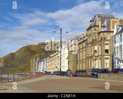 Strandpromenade im Winter Marine Terrace Häuser Aberystwyth Ceredigion Cardiganshire Mid Wales UK Großbritannien Großbritannien Stockfoto