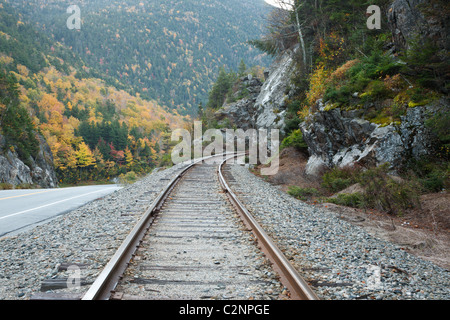 Crawford Notch State Park - alte Maine Central Railroad in den White Mountains, New Hampshire, USA. Stockfoto