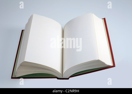 Offenen Hardcover-Buch mit leeren Seiten für Design-layout Stockfoto