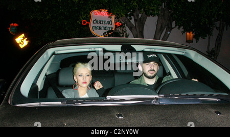 Christina Aguilera und Jordan Bratman verlassen das Chateau Marmont Los Angeles, Kalifornien - 27.04.08. Stockfoto