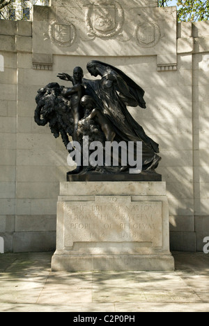 Ersten Weltkrieg Skulptur Denkmal aus Belgien nach Großbritannien die Böschung London England Stockfoto