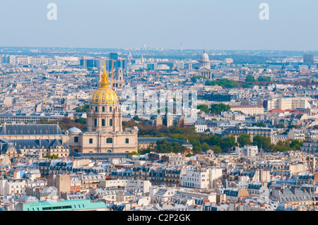 Les Invalides - Luftbild von Paris vom Eiffelturm in Paris, Frankreich. Stockfoto