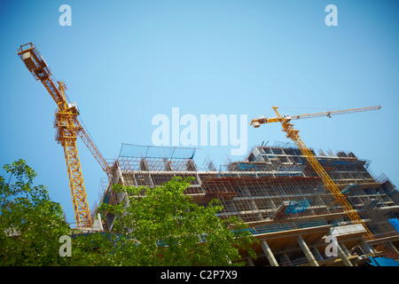 Indien, Hyderabad, Entwicklung, Wachstum, Business, Farben, Farbe, lebendige, Straße, neue, alte, Holi, Finanzen, Geld, Luftaufnahme, Stockfoto