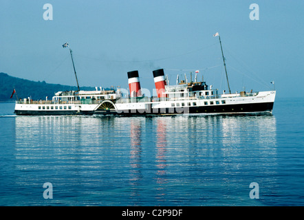 SS Waverley Raddampfer, Dampfer Paddel Dampf Transport Boot Boote Schiff Schiffe Schiff Schiffe UK funnel Trichter Stockfoto