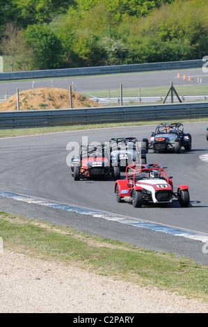 Stock Foto von Caterham Sevens Rennen auf dem Circuit Val de Vienne in Frankreich. Stockfoto