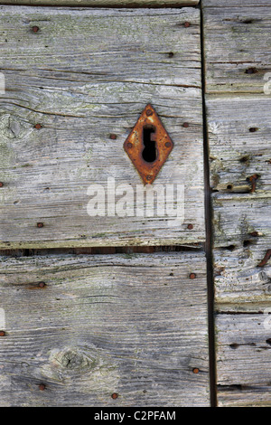 Detail der alten Holztür. Stockfoto