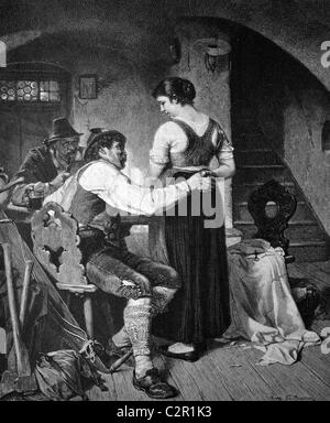 Stoppen des Inn, historische Abbildung, ca. 1886 Stockfoto