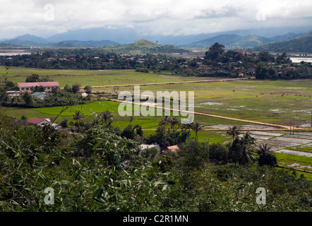 Blick über gefluteten Reisfeldern in der Nähe von Buon Ma Thuot im Hochland von Vietnam Stockfoto