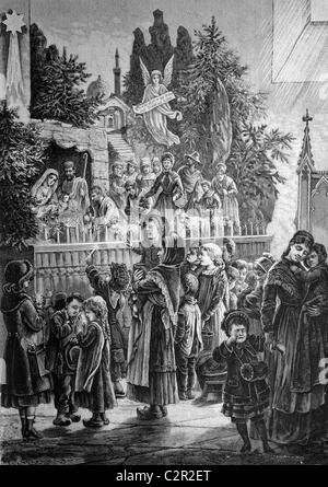 Weihnachtsfest im Münsterland, Deutschland, historische Abbildung, ca. 1886 Stockfoto