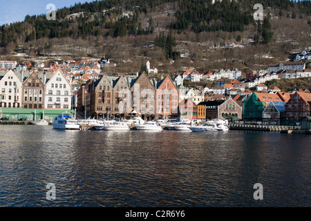 Winter in Bryggen, Bergen - Norwegen Stockfoto